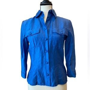 Vintage 100% Raw Silk top by Pat McDonagh chest pockets + back pocket size 6